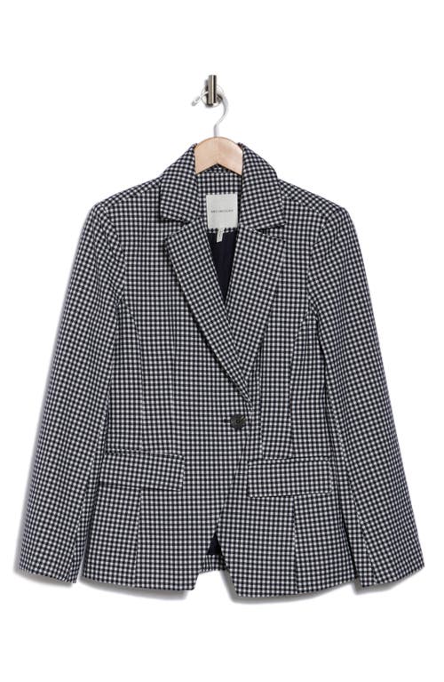 Shop Avec Les Filles Double Breasted Blazer Jacket In Navy White Gingham