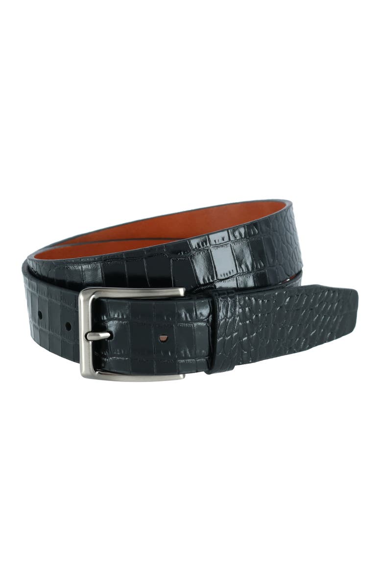 Trafalgar Matisse 35mm Mock Croc Leather Belt, Main, color, Black
