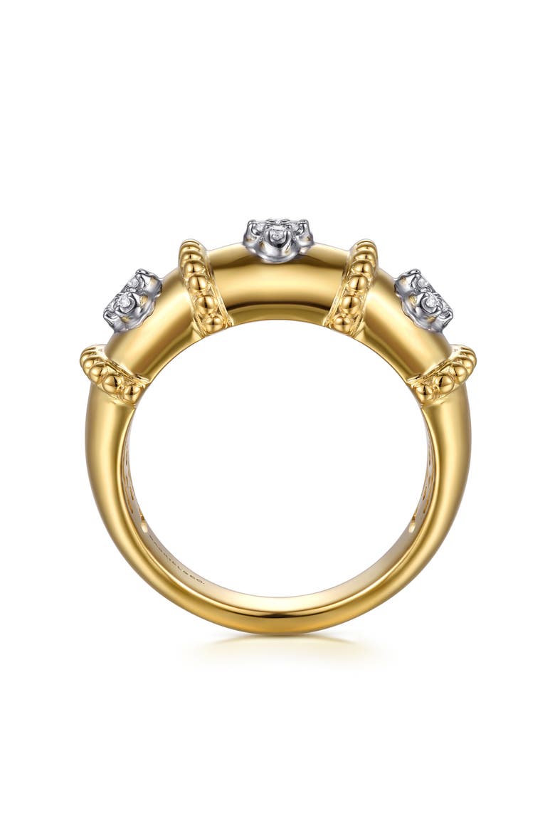 Bujukan Clover Diamond Wide Band Ring, Alternate, color, 14K YELLOW/ WHITE GOLD