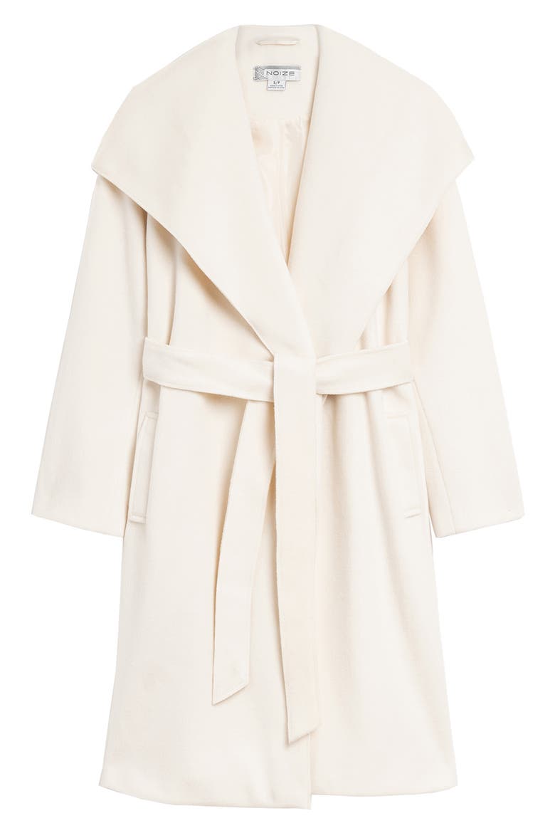 Lena Belted Wrap Coat, Alternate, color, OFF WHITE