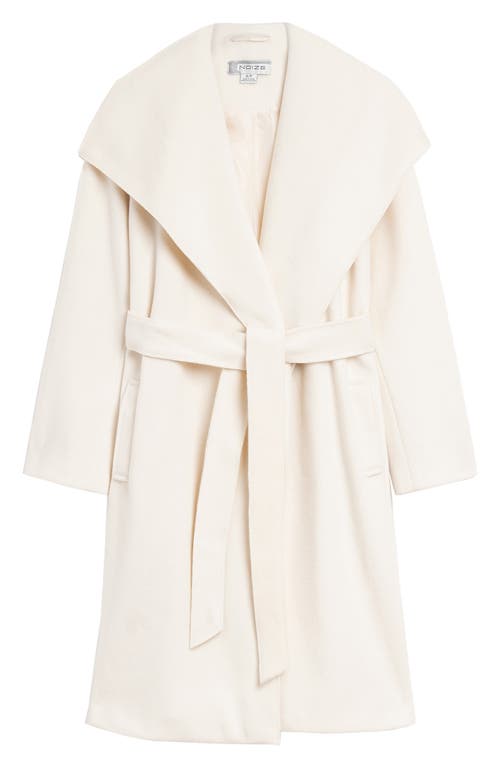Noize Lena Belted Wrap Coat In Off White