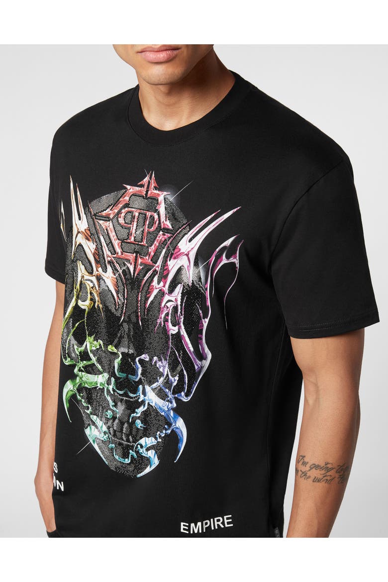 T-Shirt Round Neck Chrome Men, Alternate, color, black/multicolored