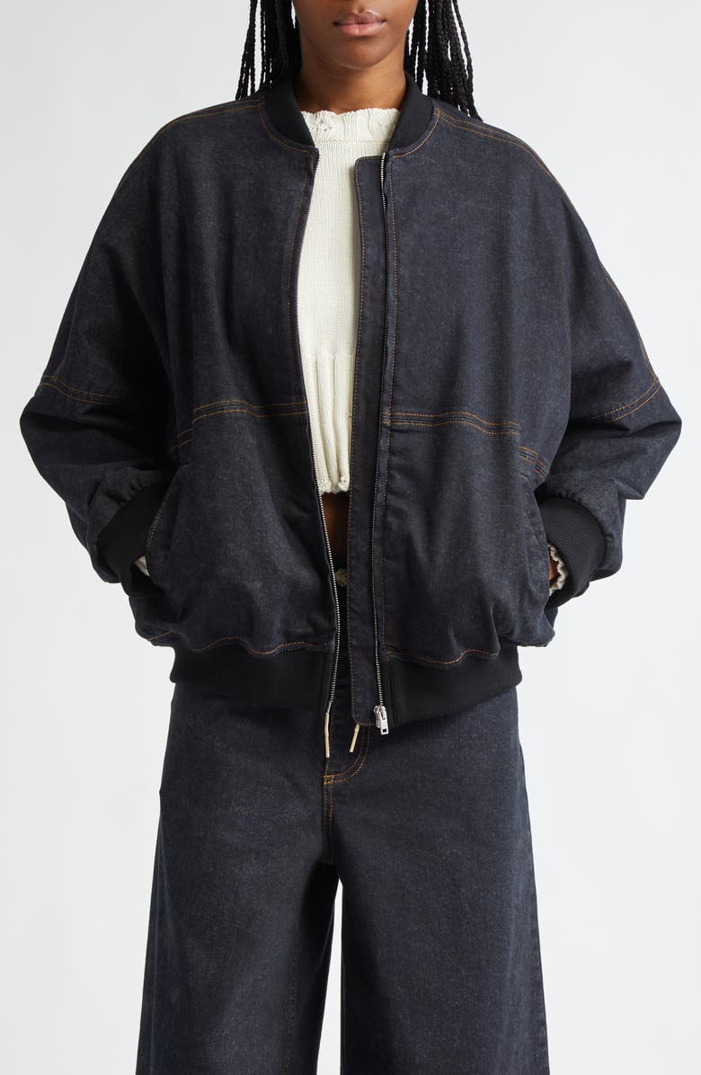 Marni Classic Denim Bomber Jacket, Main, color, 