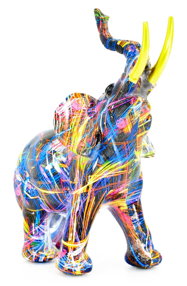 KINETIC Abstract Elephant Sculpture, Alternate, color, Multi With Gold Tusks