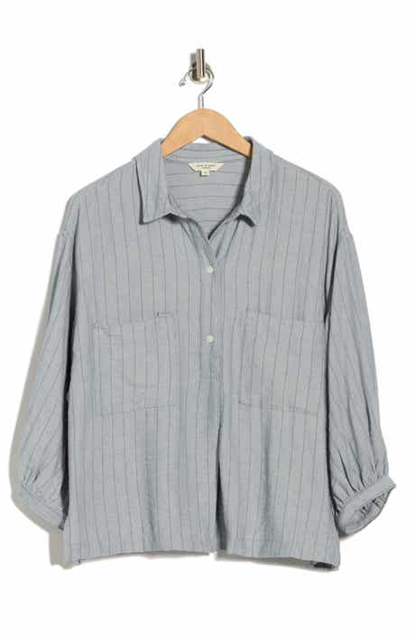 MAX STUDIO Stripe Balloon Sleeve Popover Shirt