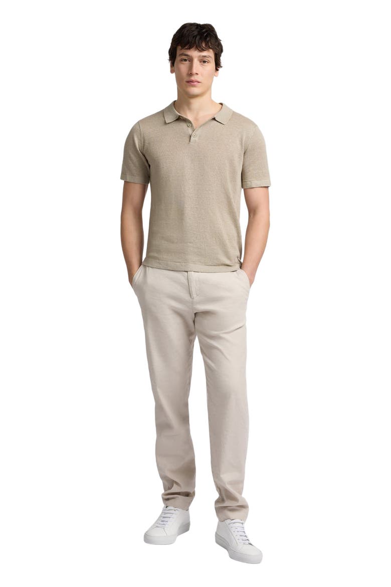 Linen Sweater Short Sleeve Polo, Main, color, Woodsmoke