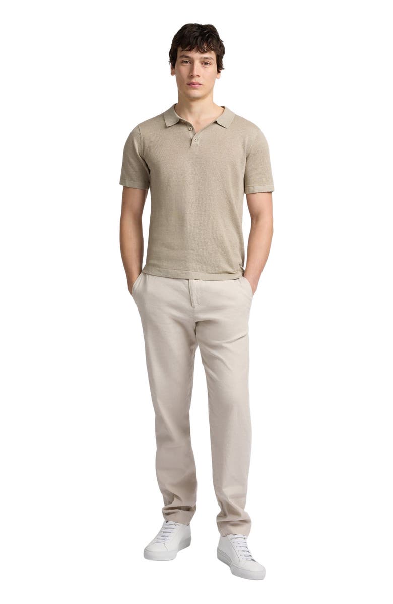 Onia Linen Sweater Short Sleeve Polo, Main, color, Woodsmoke