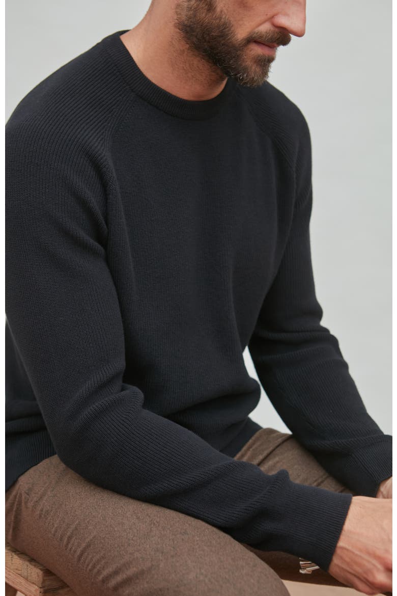 Cotton Lightweight Fisherman Rib Sweater, Alternate, color, Black