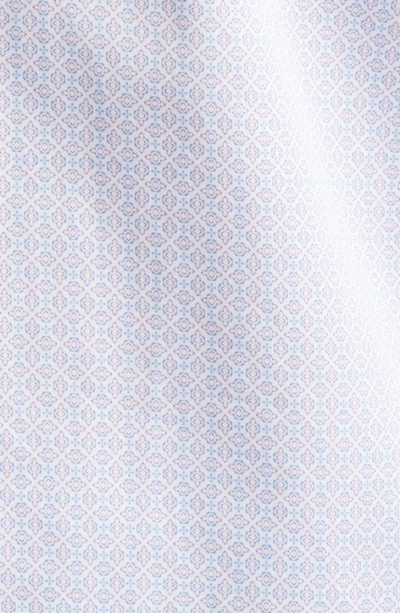 Peter Millar King Geometric Print Short Sleeve Button-Down Shirt, Alternate, color, Evening Tide