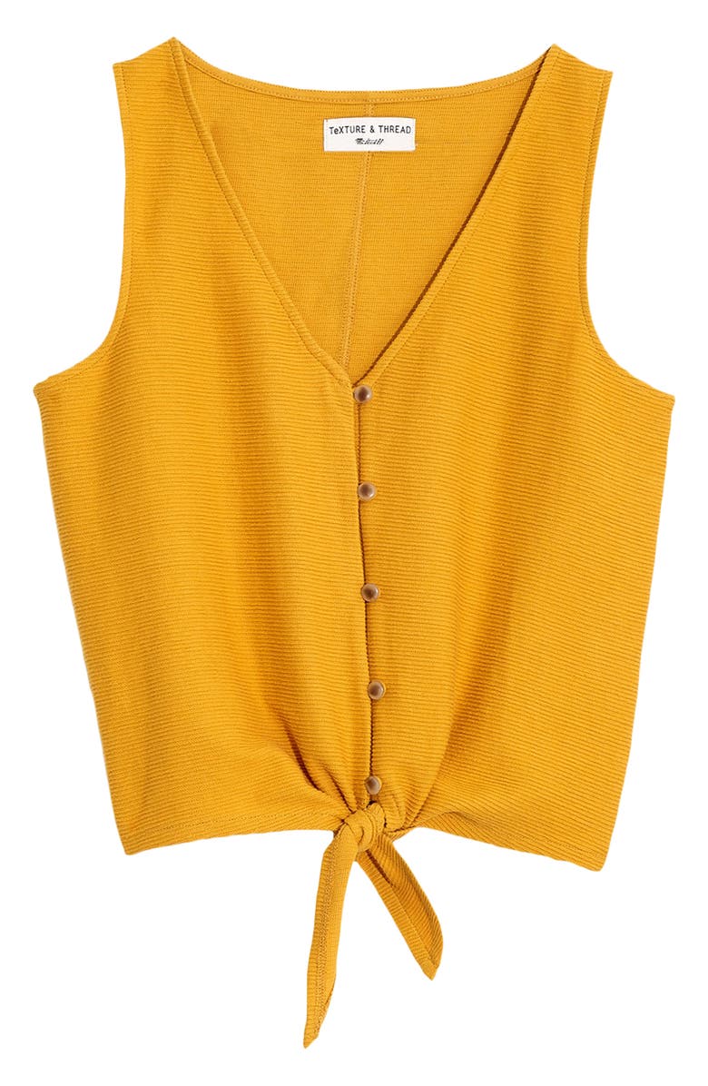 Madewell Texture & Thread Button Front Tie Tank, Alternate, color, 