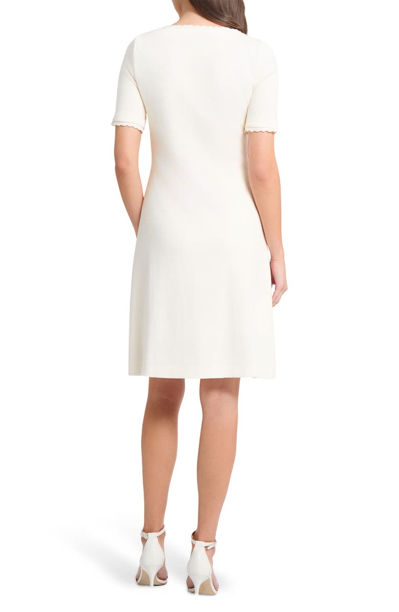 Ming Wang Floral Short Sleeve Sweater Dress, Alternate, color, Ivory/ Sapphire/Fuschia