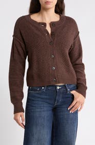Lucky Brand Textured Crewneck Cardigan