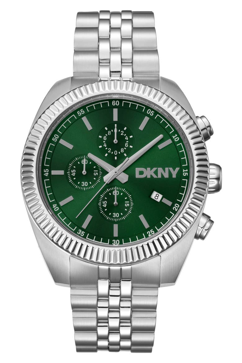Chronograph Bracelet Watch, 42mm, Main, color, DARK GREEN/SILVER