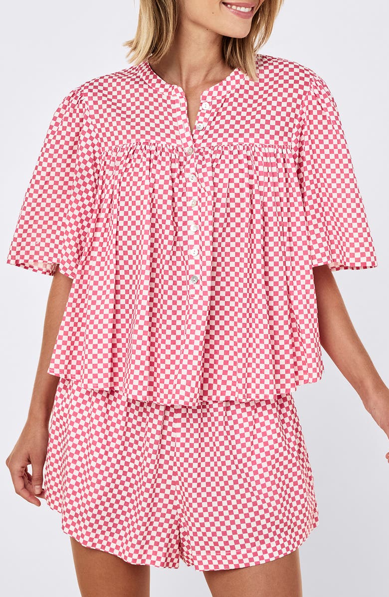 Papinelle Anais Gathered Short Pajamas, Alternate, color, Raspberry