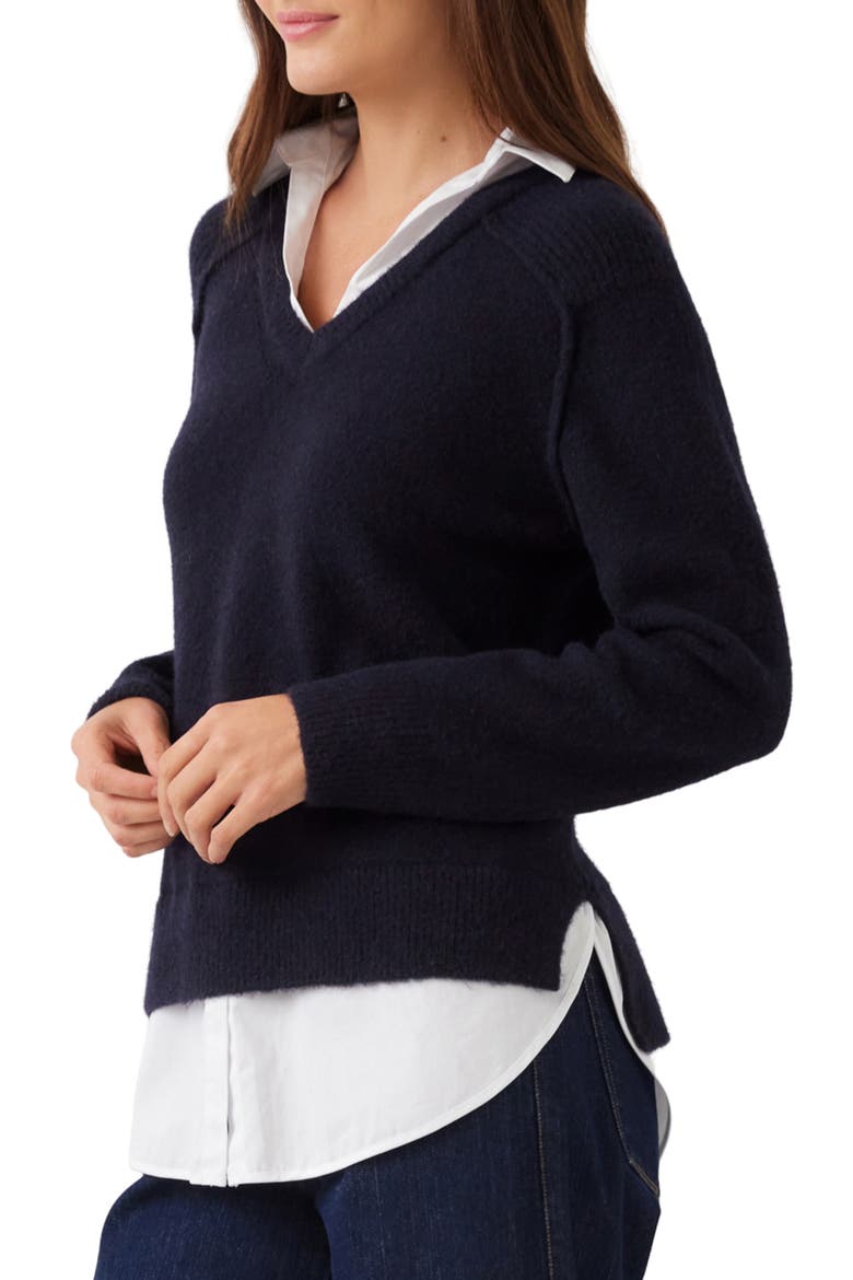 Layered V-Neck Sweater, Alternate, color, NAVY