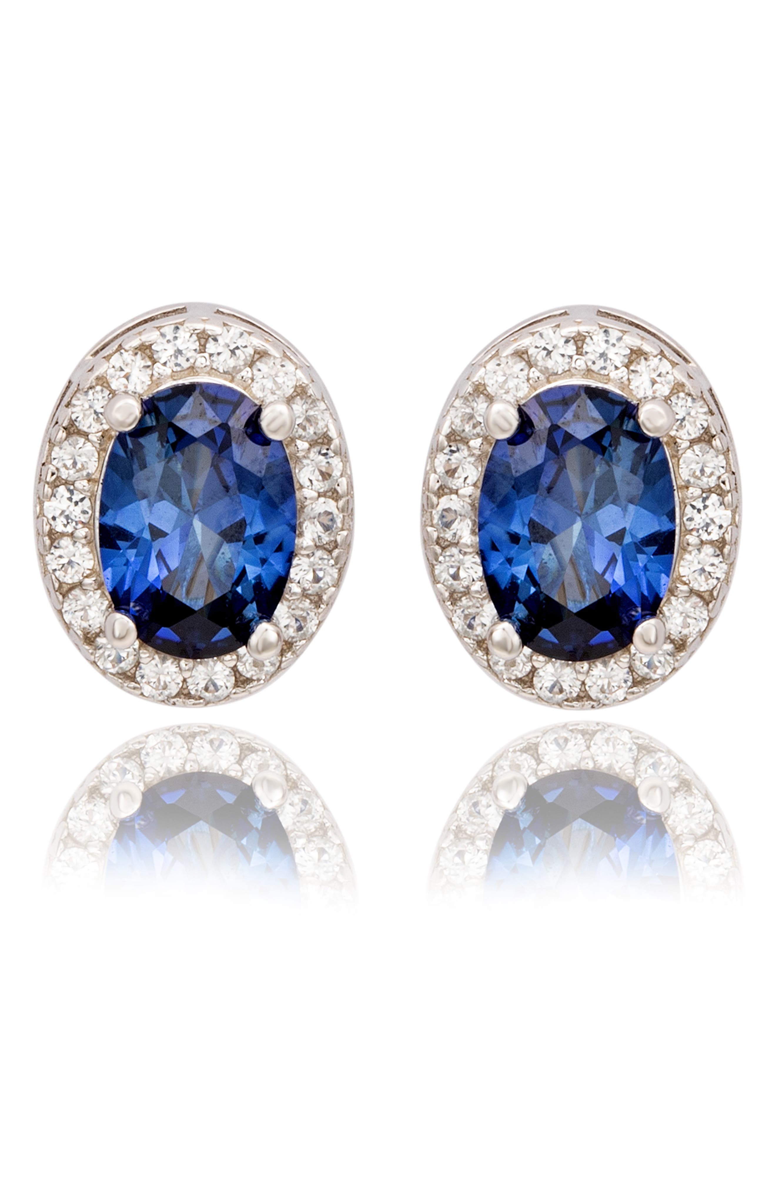 SUZY LEVIAN Sterling Silver Oval Sapphire Stud Earrings