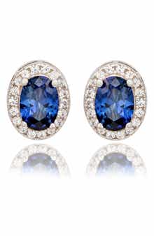 SUZY LEVIAN Sterling Silver Oval Sapphire Stud Earrings
