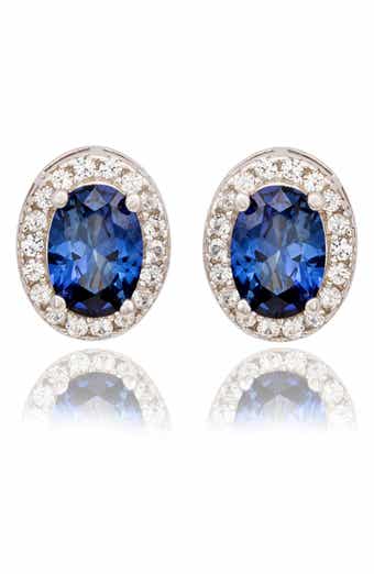 SUZY LEVIAN Sterling Silver Oval Sapphire Stud Earrings