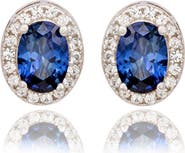 SUZY LEVIAN Sterling Silver Oval Sapphire Stud Earrings