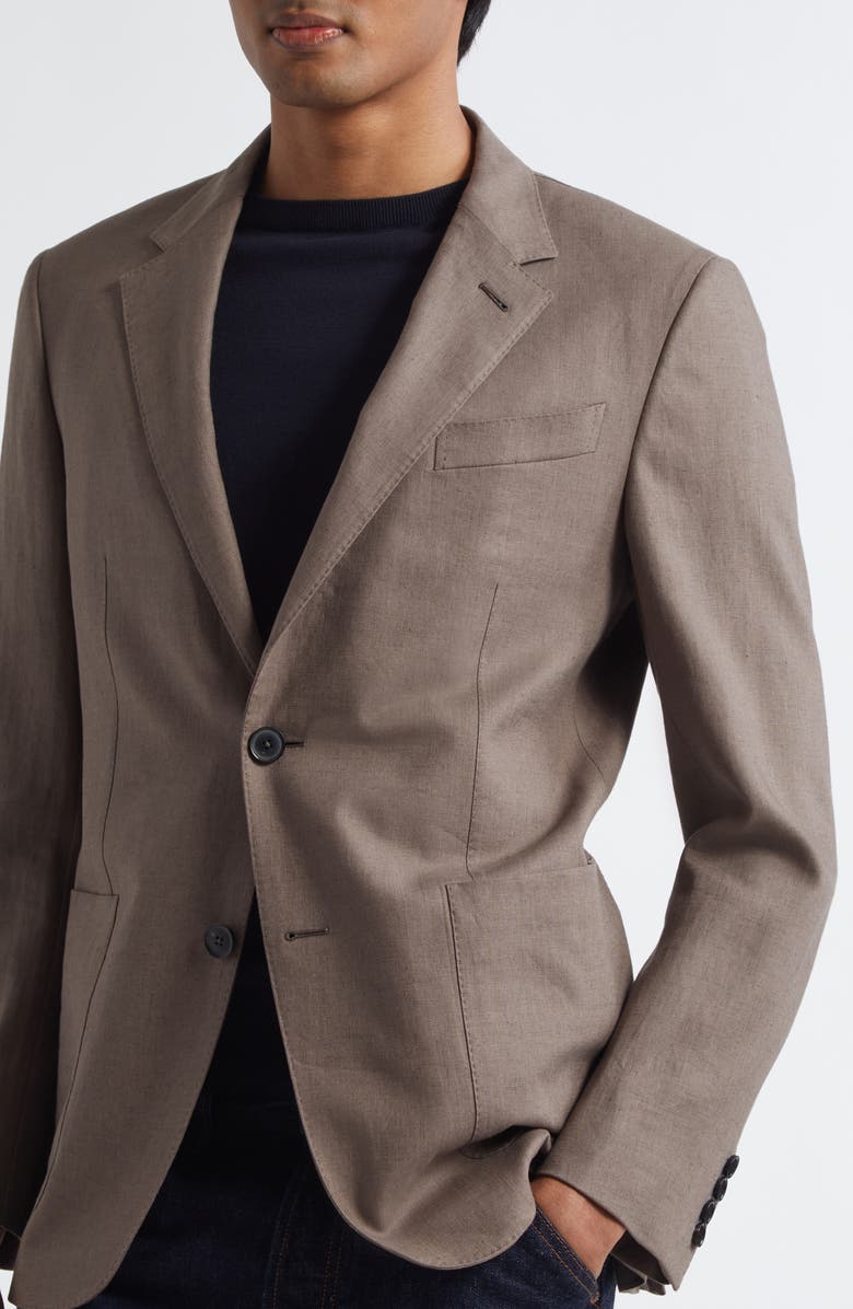 ZEGNA Oasi Lino Linen Suit Jacket, Alternate, color, Medium Brown Solid