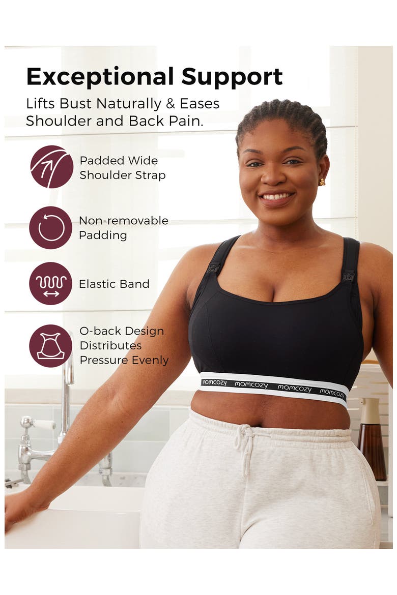 Low Impact Nursing Sports Bra, Alternate, color, BLACK