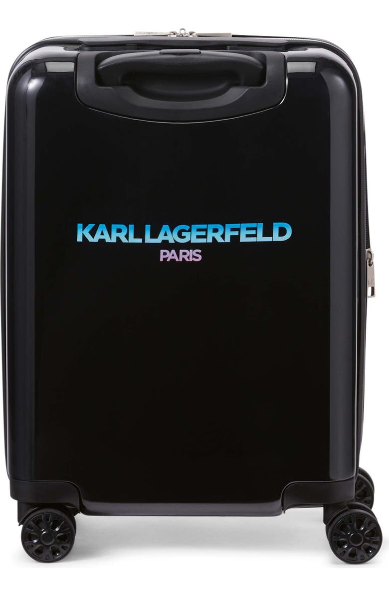 KARL LAGERFELD Karl Flowers 21" Upright Carry On Suitcase, Alternate, color, Black