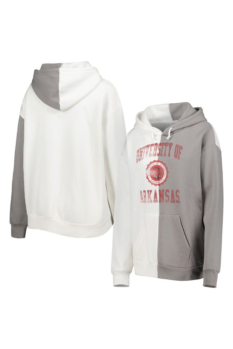 Women's Gameday Couture Gray/White Arkansas Razorbacks Split Pullover Hoodie, Main, color, White