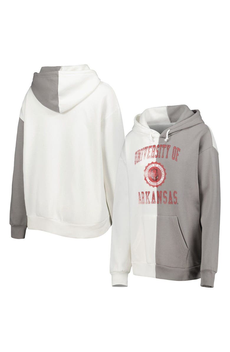 GAMEDAY COUTURE Women's Gameday Couture Gray/White Arkansas Razorbacks Split Pullover Hoodie, Main, color, 