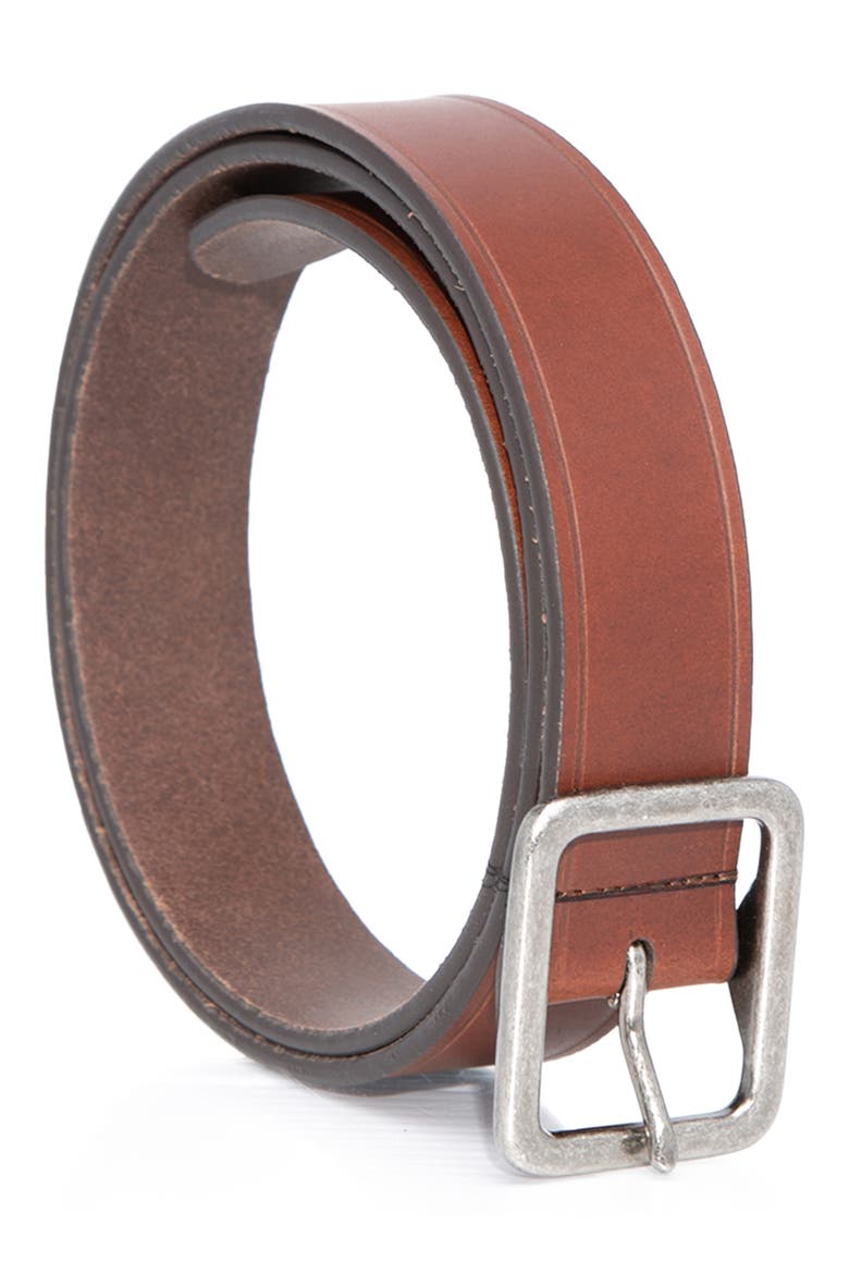 35mm Center Buckle Leather Belt, Main, color, COGNAC