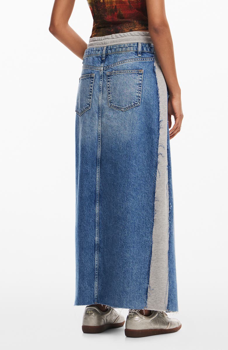 Desigual Pekin Fleece Trim Denim Skirt, Alternate, color, 
