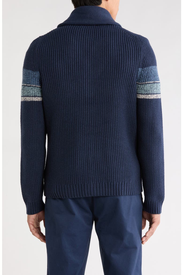 Varsity Shawl Collar Cotton Blend Cardigan, Alternate, color, NAVY
