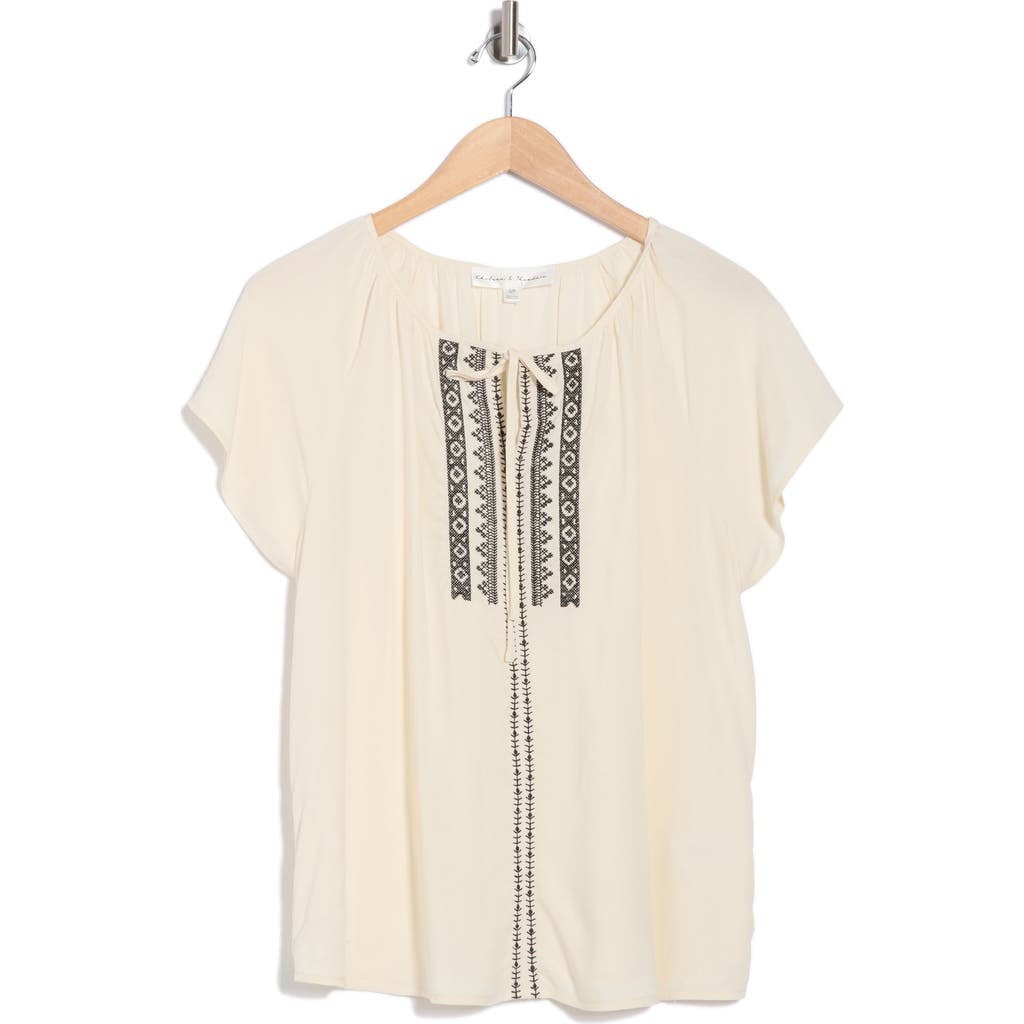 Shop Chelsea And Theodore Golden Dream Embroidered Short Sleeve Top