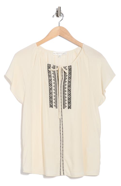 Chelsea And Theodore Golden Dream Embroidered Short Sleeve Top In Multi