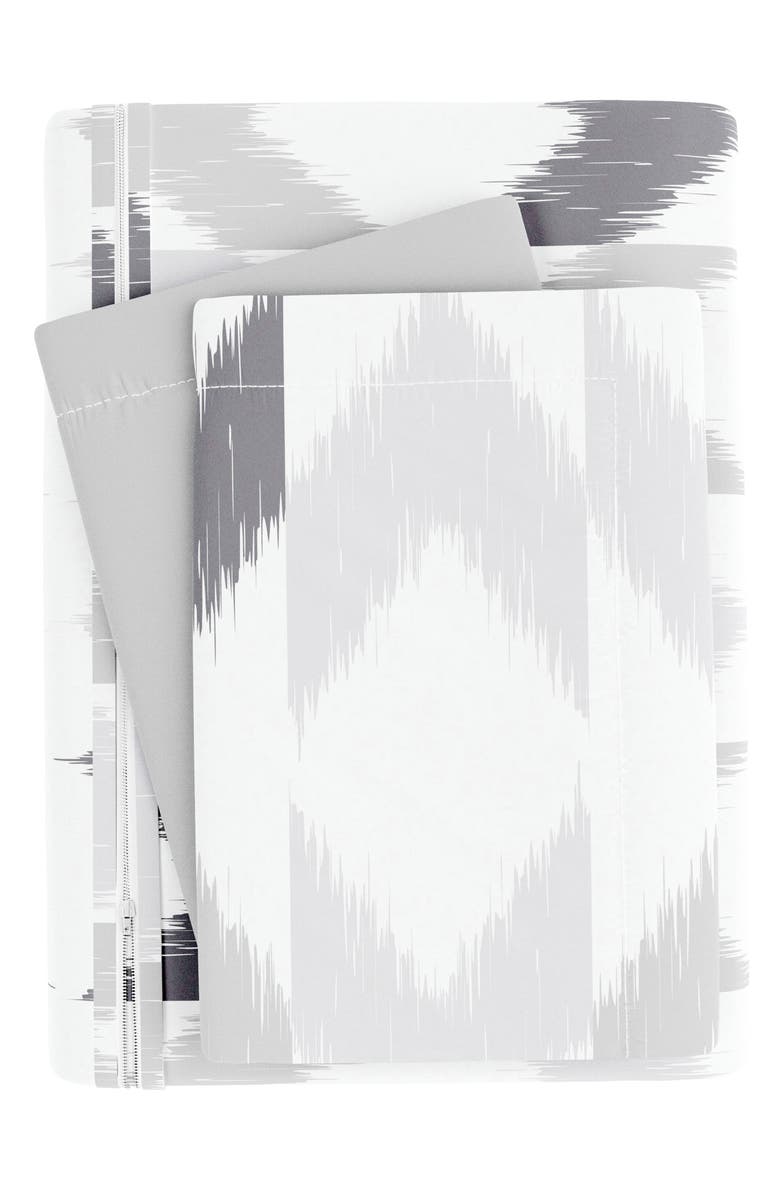 HOMESPUN Premium Ultra Soft Chevron Sleep Pattern 3-Piece Reversible Duvet, Alternate, color, Light Gray