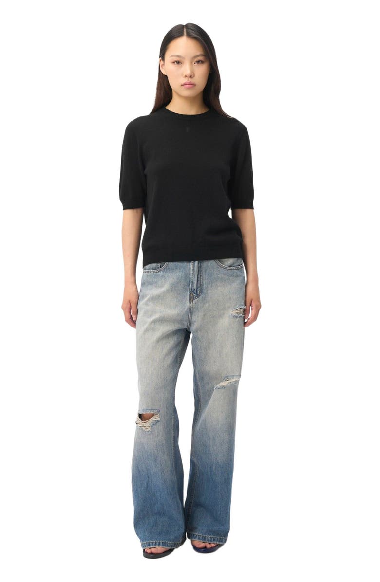 GOBI Mongolian Cashmere Elbow-Length Sleeve Cashmere Sweater, Main, color, Black