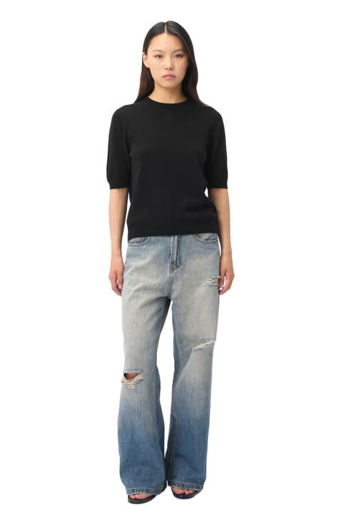 Elbow-Length Sleeve Cashmere Sweater