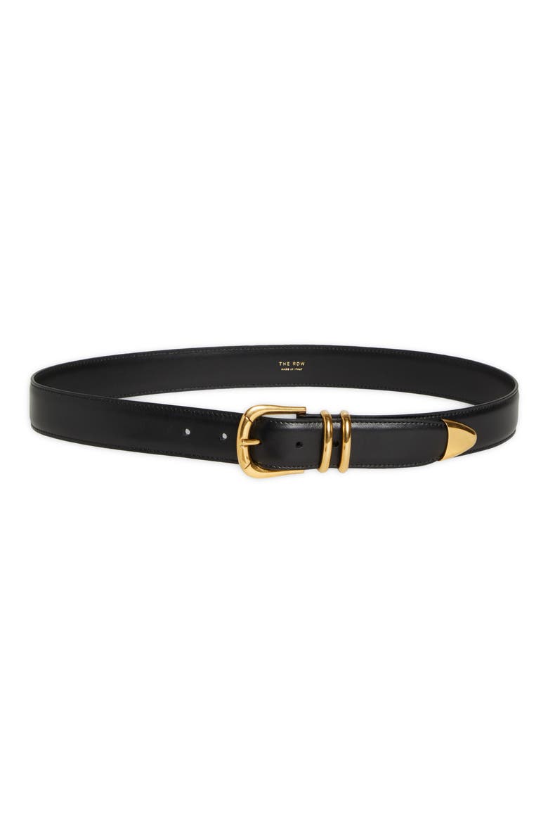 Leather Belt, Main, color, BLACK SHINY GOLD