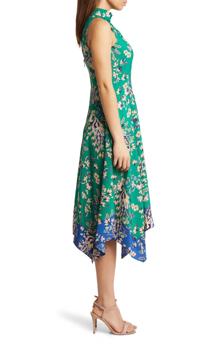 Vince Camuto Printed Handkerchief Hem Midi Dress, Alternate, color,