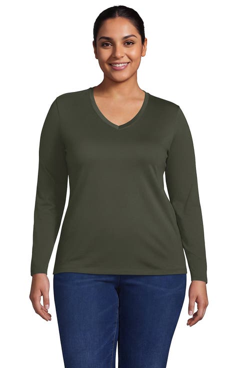 Supima Cotton Long Sleeve V-neck T-shirt