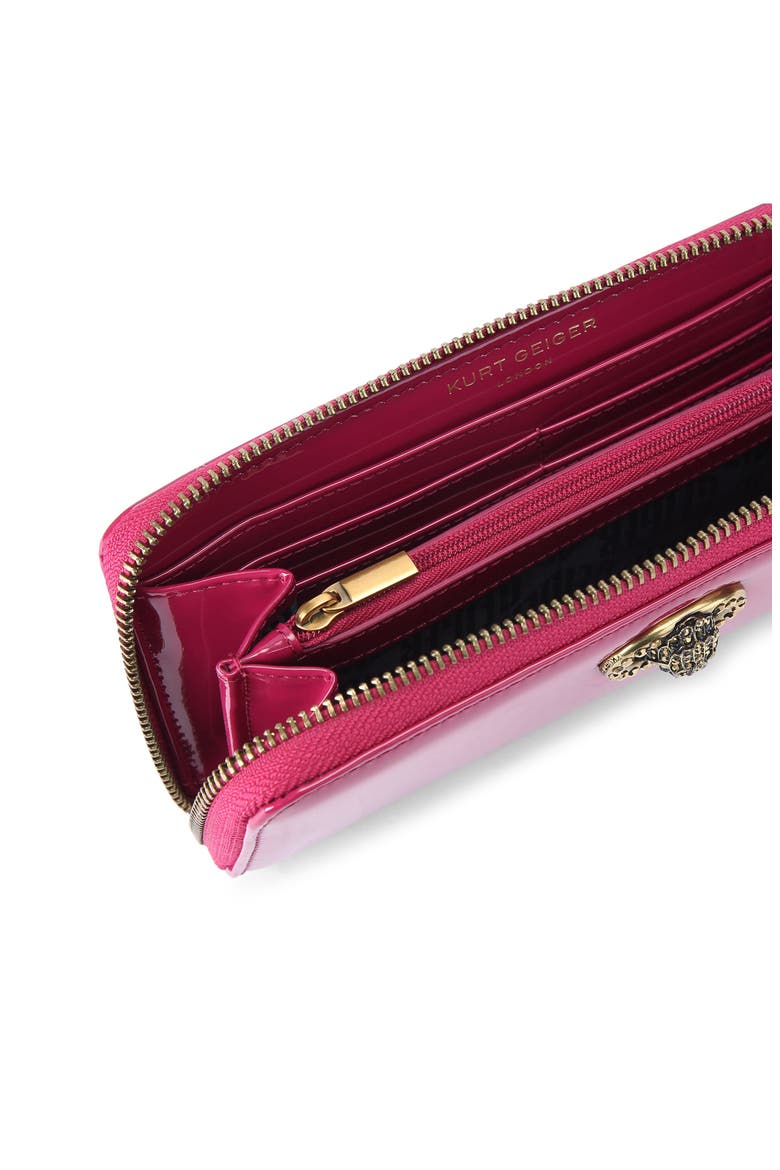 Chelsea Zip Around Leather Wallet, Alternate, color, BRIGHT PINK