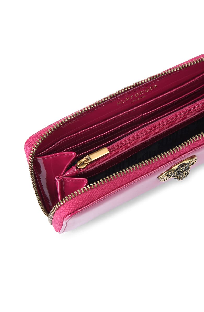 Kurt Geiger London Chelsea Zip Around Leather Wallet, Alternate, color, Bright Pink