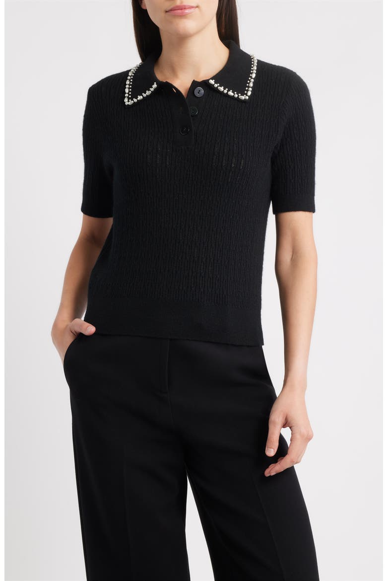 The Stevie Cashmere Polo Sweater, Main, color, NOIR