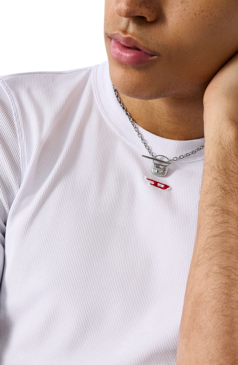 DIESEL<sup>®</sup> 1DR Pendant Toggle Chain Necklace, Alternate, color, Silver