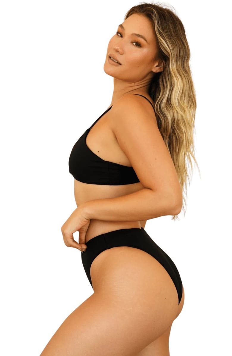 Dippin Daisys Zen Knotted Triangle Bikini Top, Alternate, color, Black