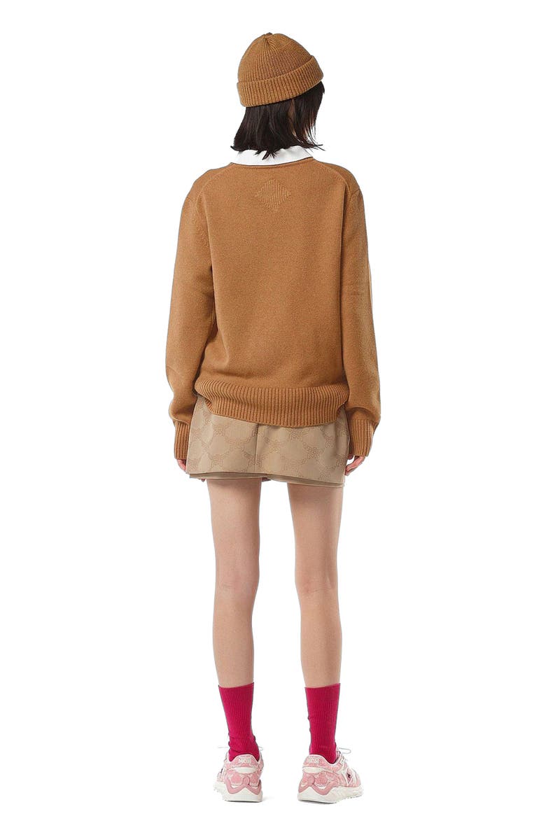 MCM Laurel Sweater in Wool and Recycled Cashmere, Alternate, color, Cognac