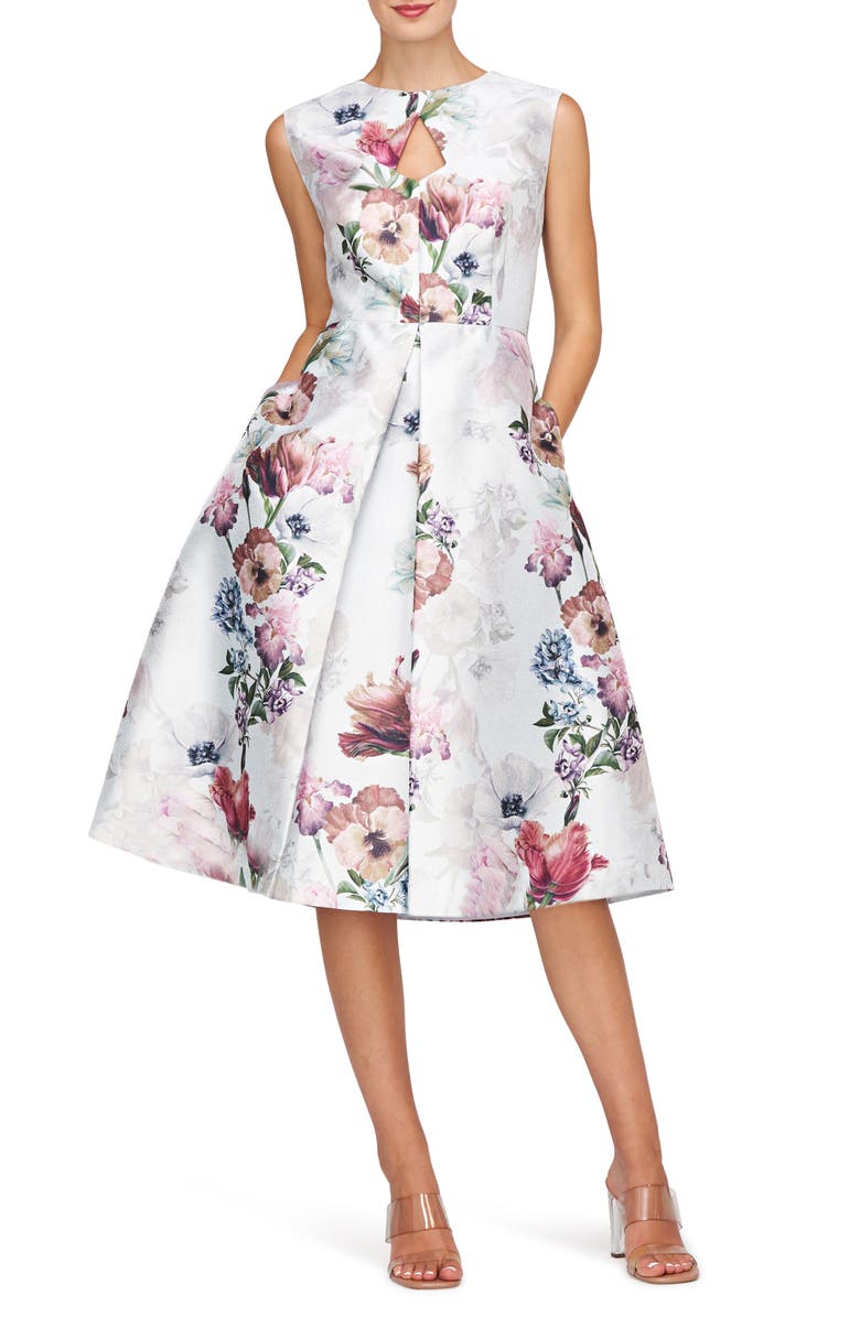 Kay Unger Rue Fit & Flare Midi Dress, Main, color, 