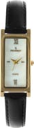 Peugeot Everyday Rectangular Glossy Leather Watch- 35x18MM
