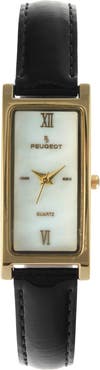 Peugeot Everyday Rectangular Glossy Leather Watch- 35x18MM
