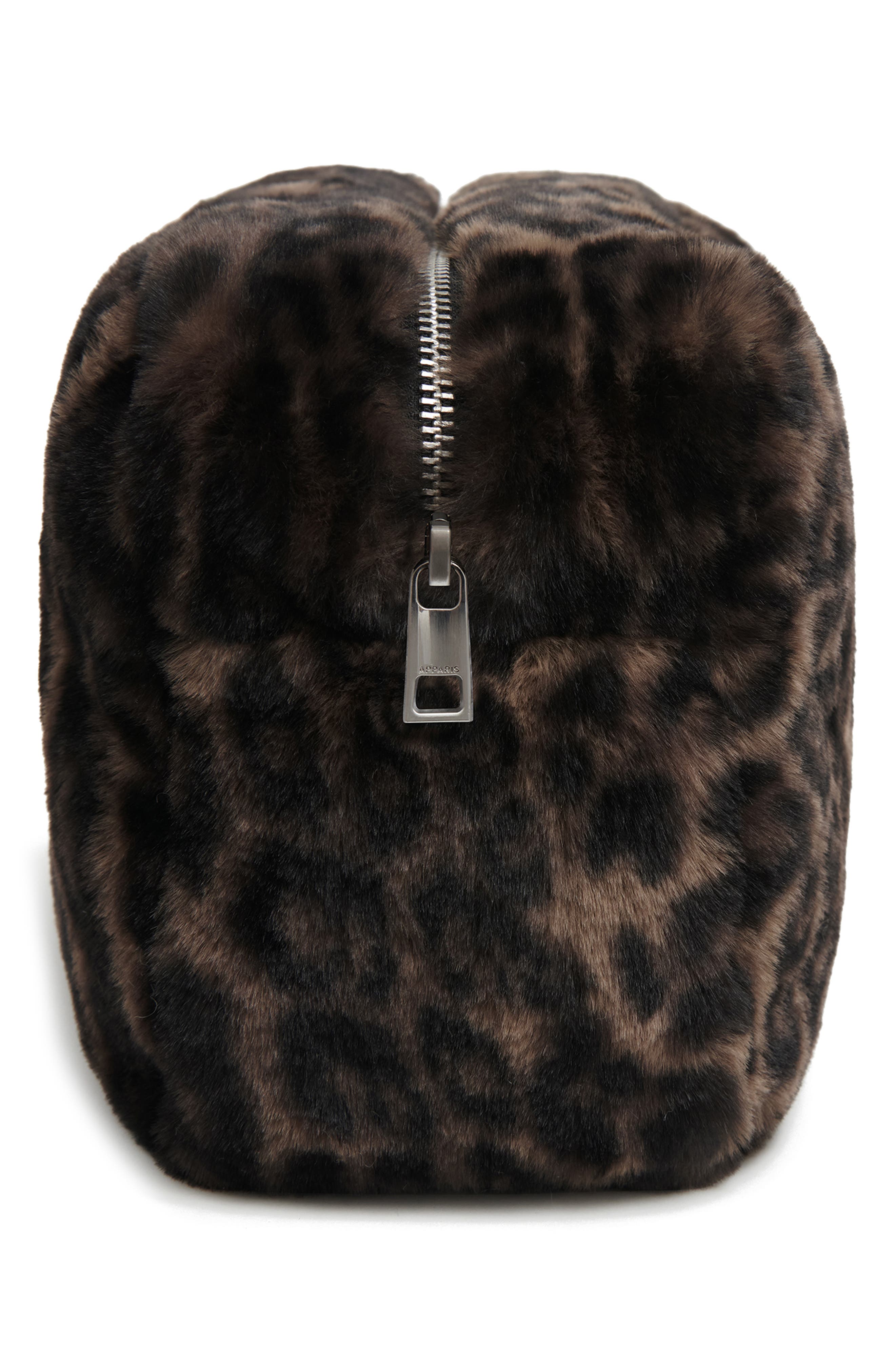 Apparis Jumbo Noor Leopard Print Faux Fur Pouch, Alternate, color, 