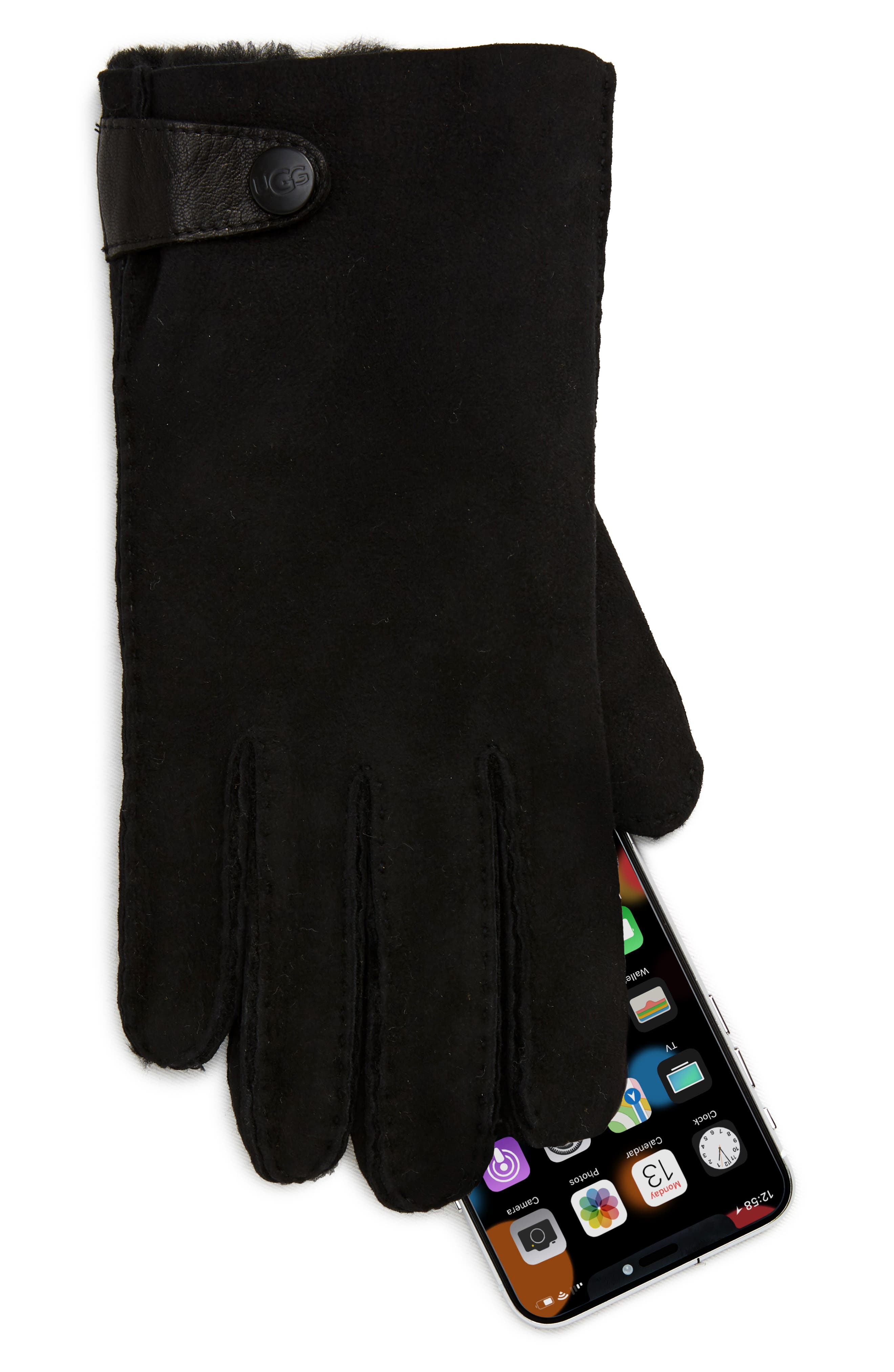 UGG® Genuine Shearling Lined Leather Tech Gloves (Men) | Nordstromrack
